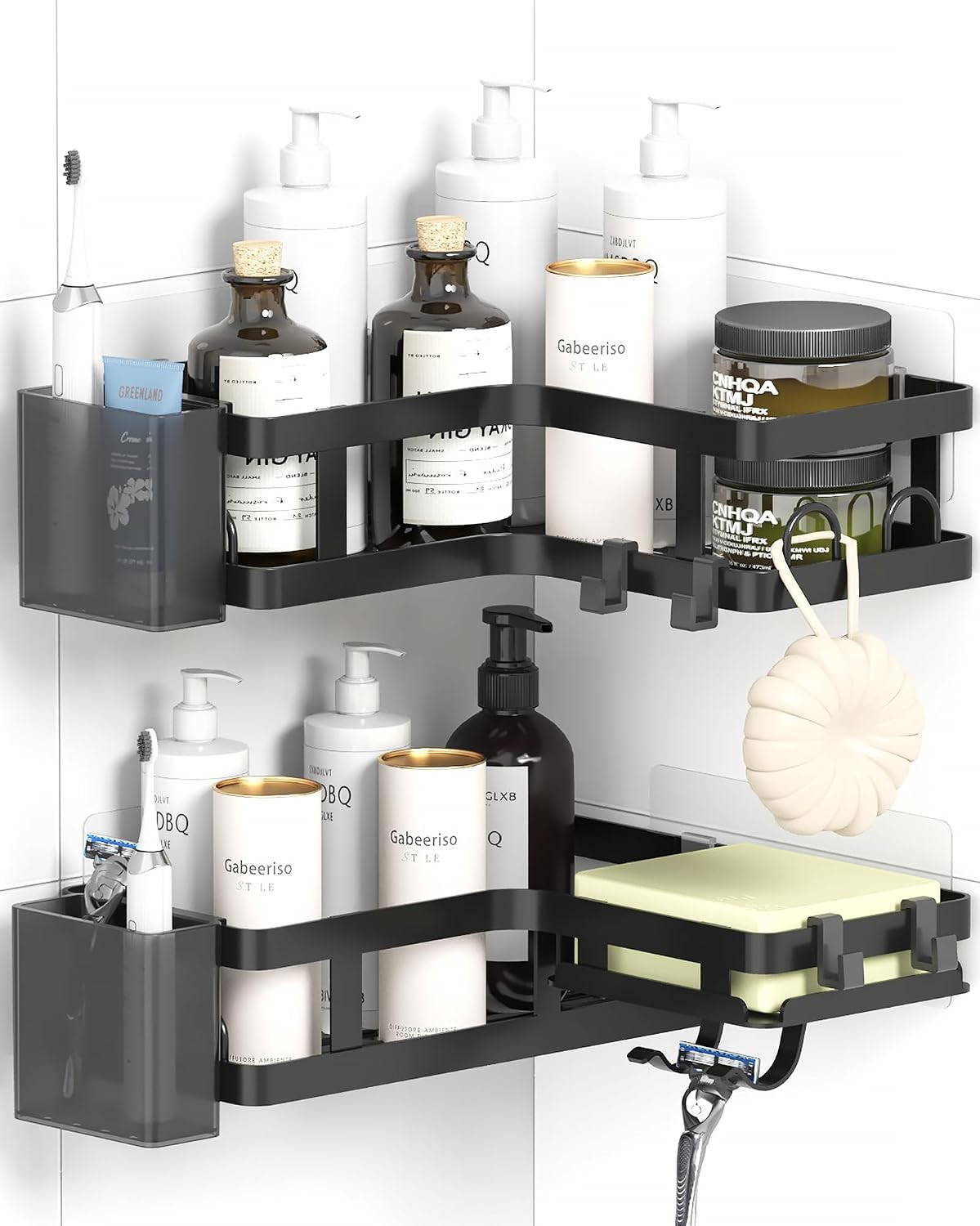 Shower Caddy Corner 2 Pack,Rustproof Bathroom Organizer No-Drill