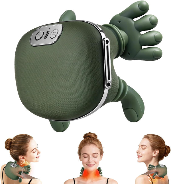 Omumax Neck Massager with Heat, Wireless Human-Like Massage, Green